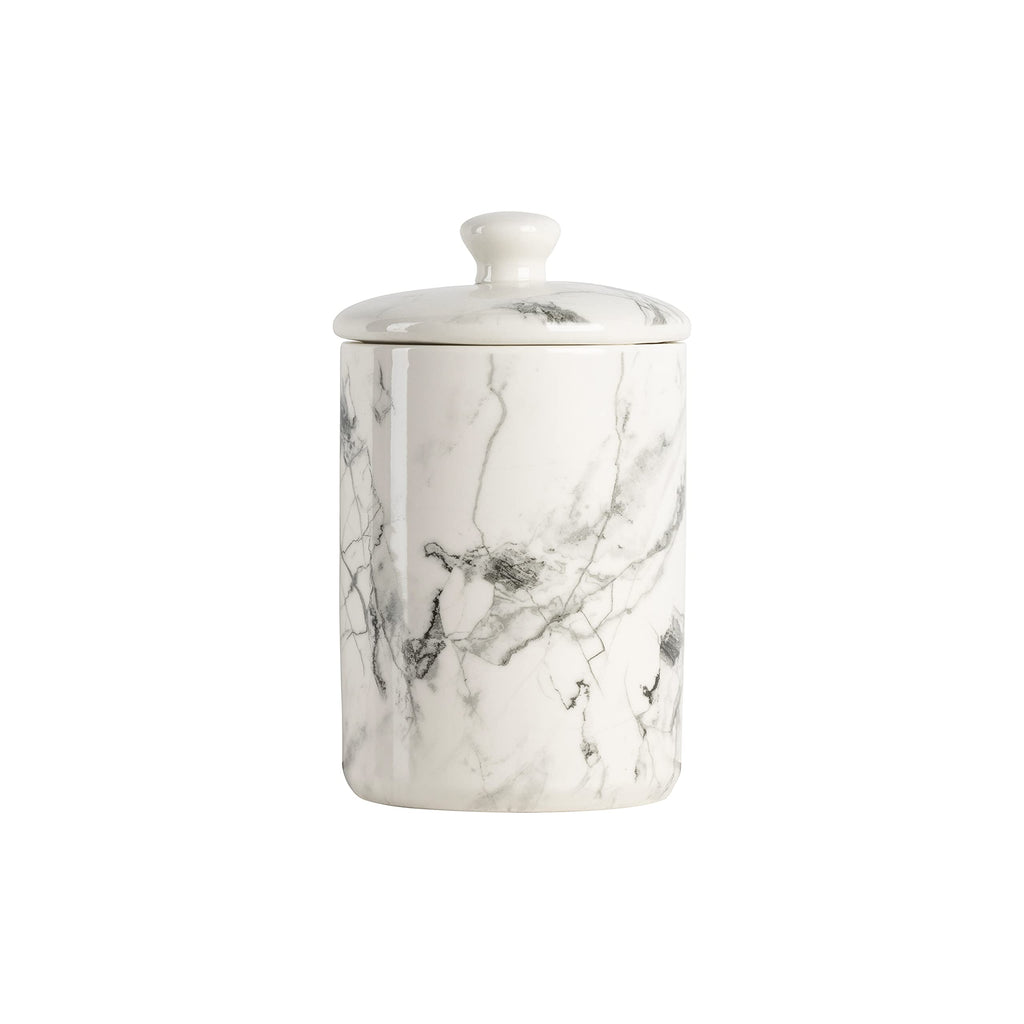 Marble Ceramic Kitchen Canister Set, Set of 3, White/Black