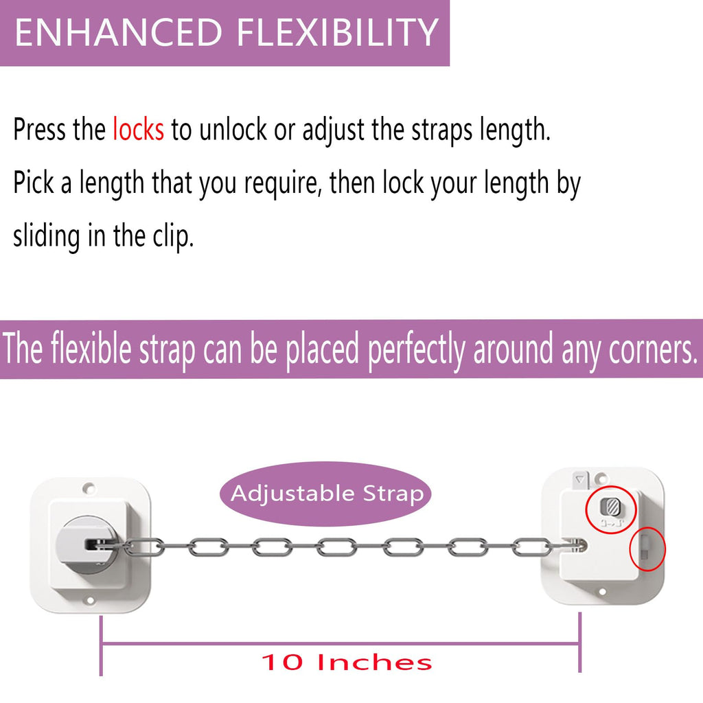 Child Proof Door Lock, 4 Packs White