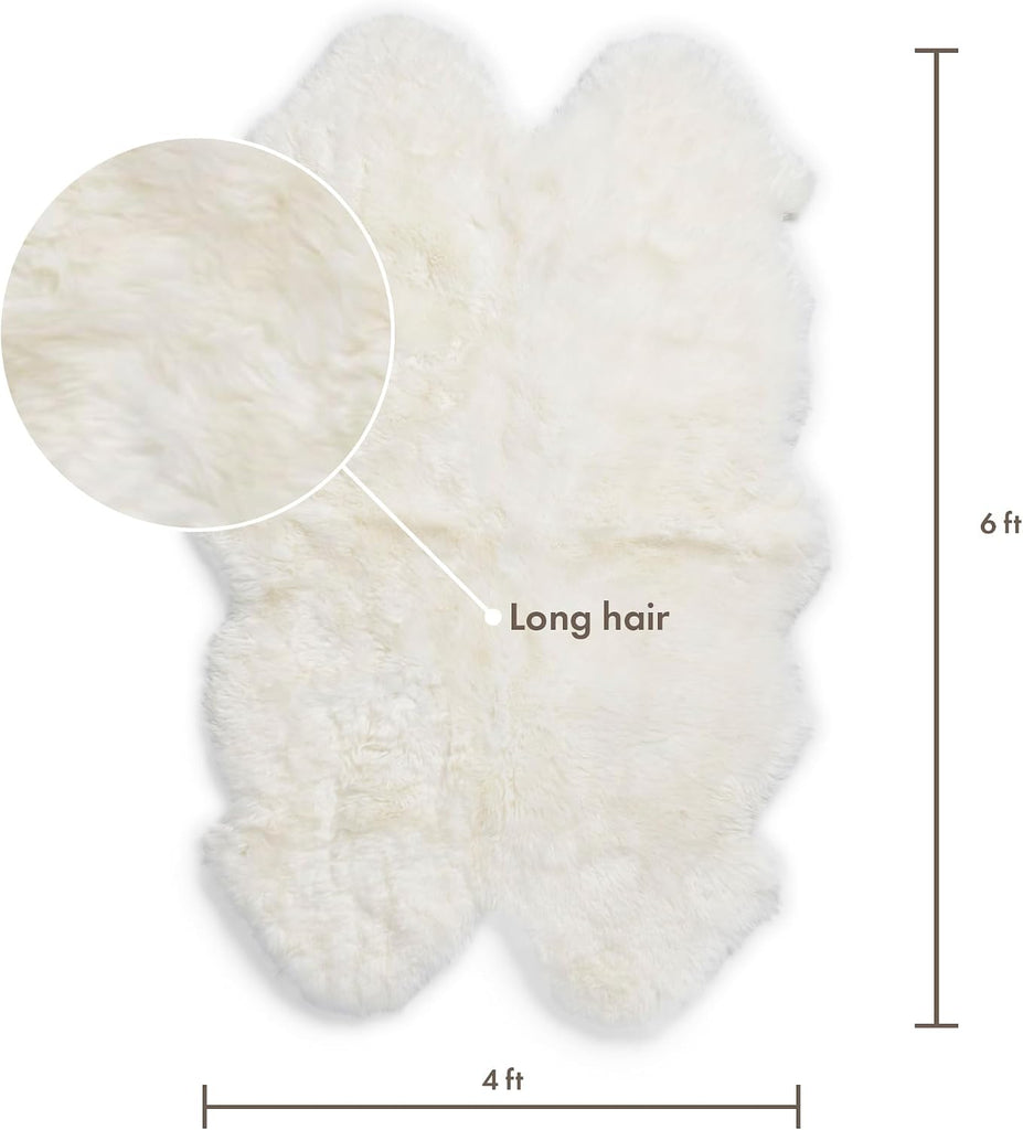 Real Sheepskin Rug 4x6 ft | Sheepskin Rugs and Sofa | Bedside Rugs s | Large Fluffy Rug is Breathable &