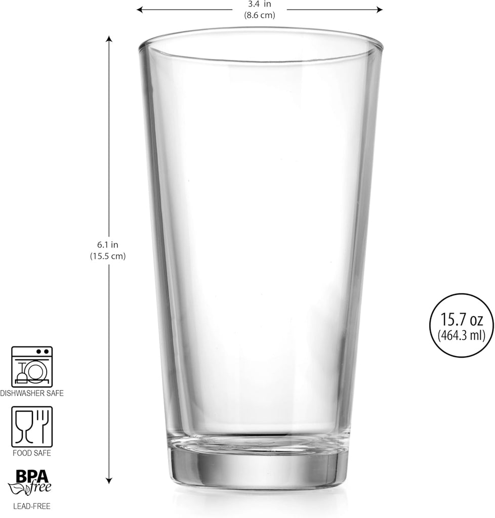 Drinking Glass Set - 10 Highball Glass Cups, 16 Oz. Basic Water Glasses, Beer, Juice, Cocktails, Wine, Iced Tea, Bar