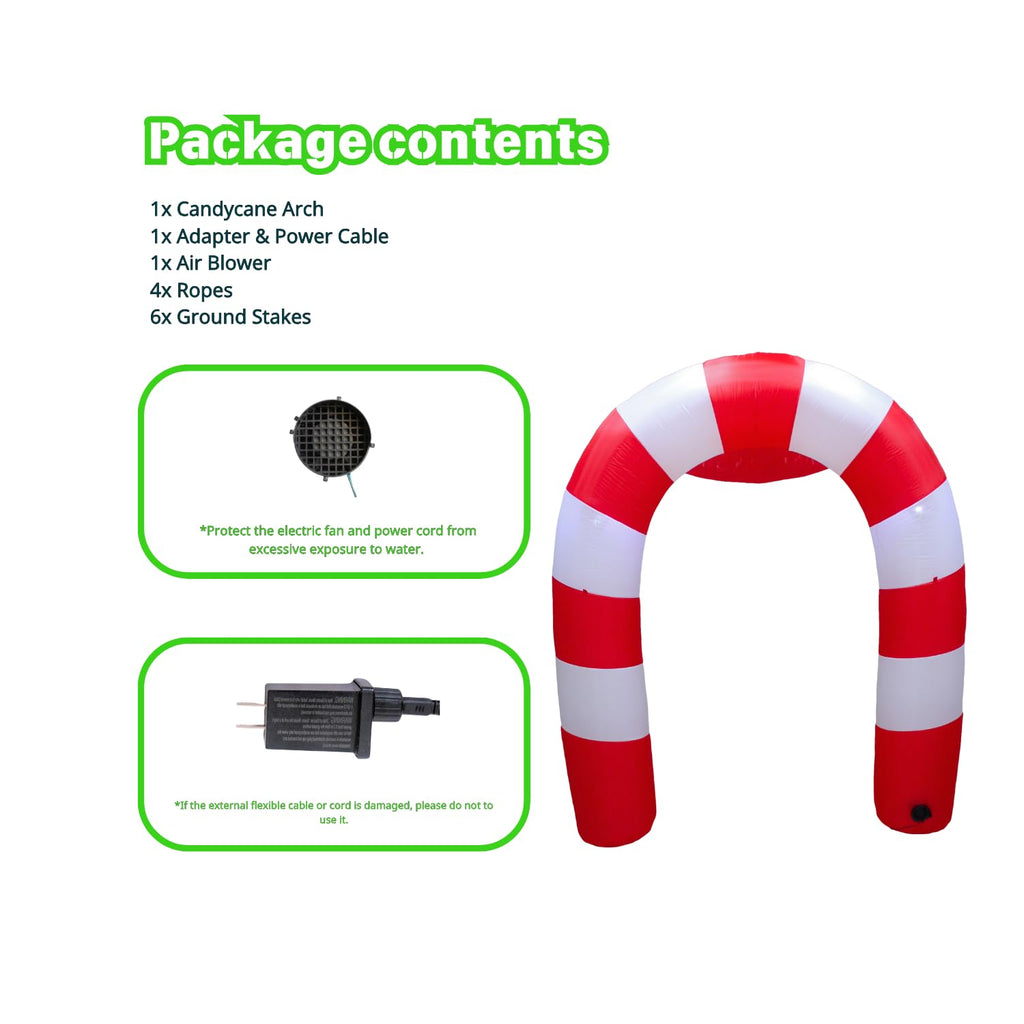 8FT Inflatable Candy Bar Arch Outdoor Decoration, Christmas Blow Up Yard Decorations, Built-in LED Lights Inflatables