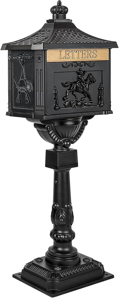 Mail Box Heavy Duty Mailbox Postal Box Security Cast Aluminum Vertical Pedestal