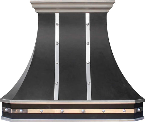 Black Stainless Steel Wall Mount Range Hood 4 Speed LED Lights