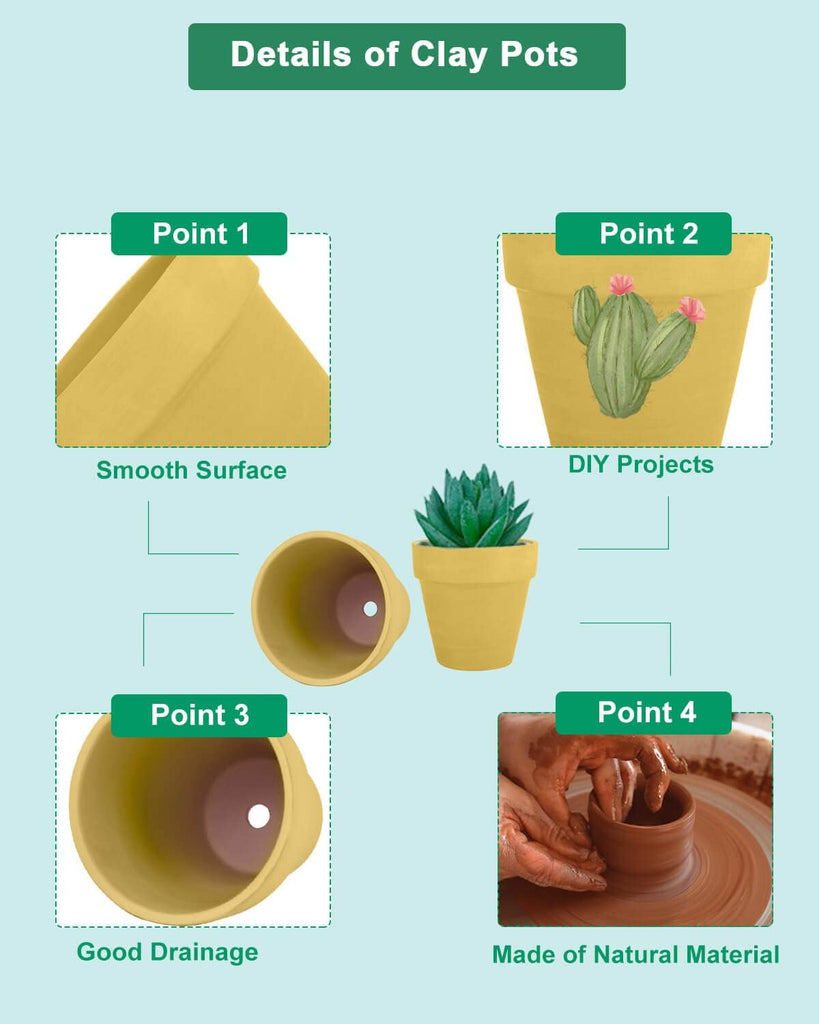 48 Pcs 2" Tiny Terracotta Pots with Drainage, Yellow Clay Pot