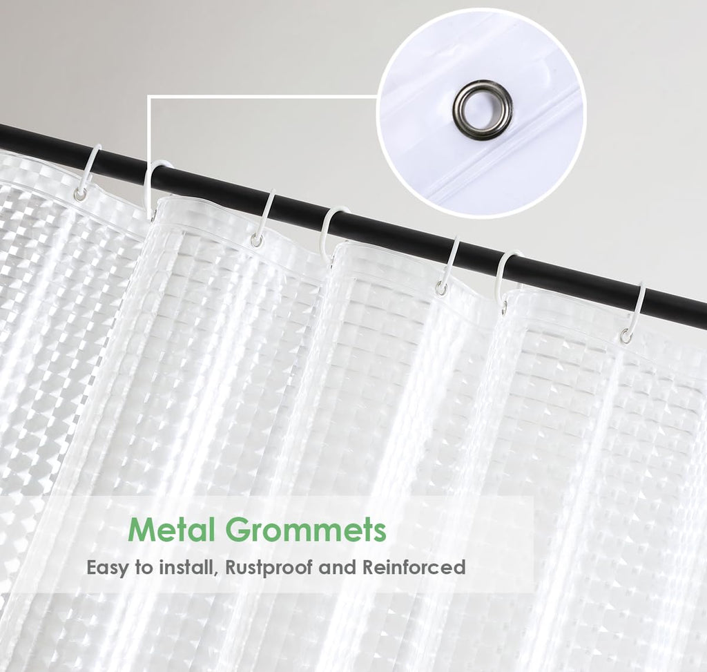 Short Shower Curtain Liner 54 Inch Length, 8G Heavy Duty EVA Plastic Bathroom Shower Liners for Walk in tub with 3