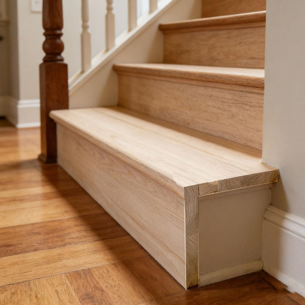 Solid Wood Stair Tread, Wood Stair Tread for Stair Remodel, Retro Fit Tread Kit. Round Nose Profile (Ash Lumber 42" X