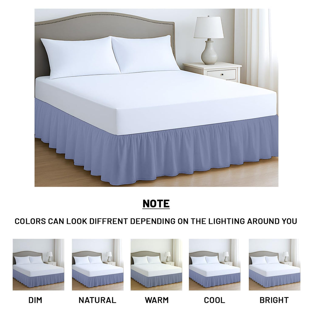 9 Inch Drop Ruffled Bed Skirt Full Size - Classic Gathered Styling, Platform Style Dust Ruffle with Secure Fit, Split
