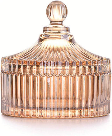 Luxury Colorful Tent Shaped Crystal Candy Jar with Lid,Clear Glass Apothecary Jar Wedding Candy Buffet Jar Food Jar