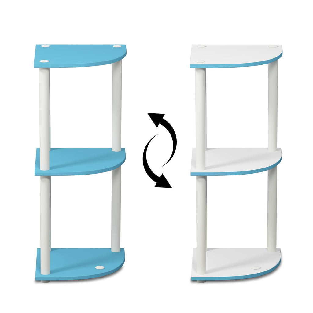 TURN-N-TUBE Corner Shelf, 3-Tier Corner Bookshelf, Display Storage Shelves with Open Shelves, for Organization and