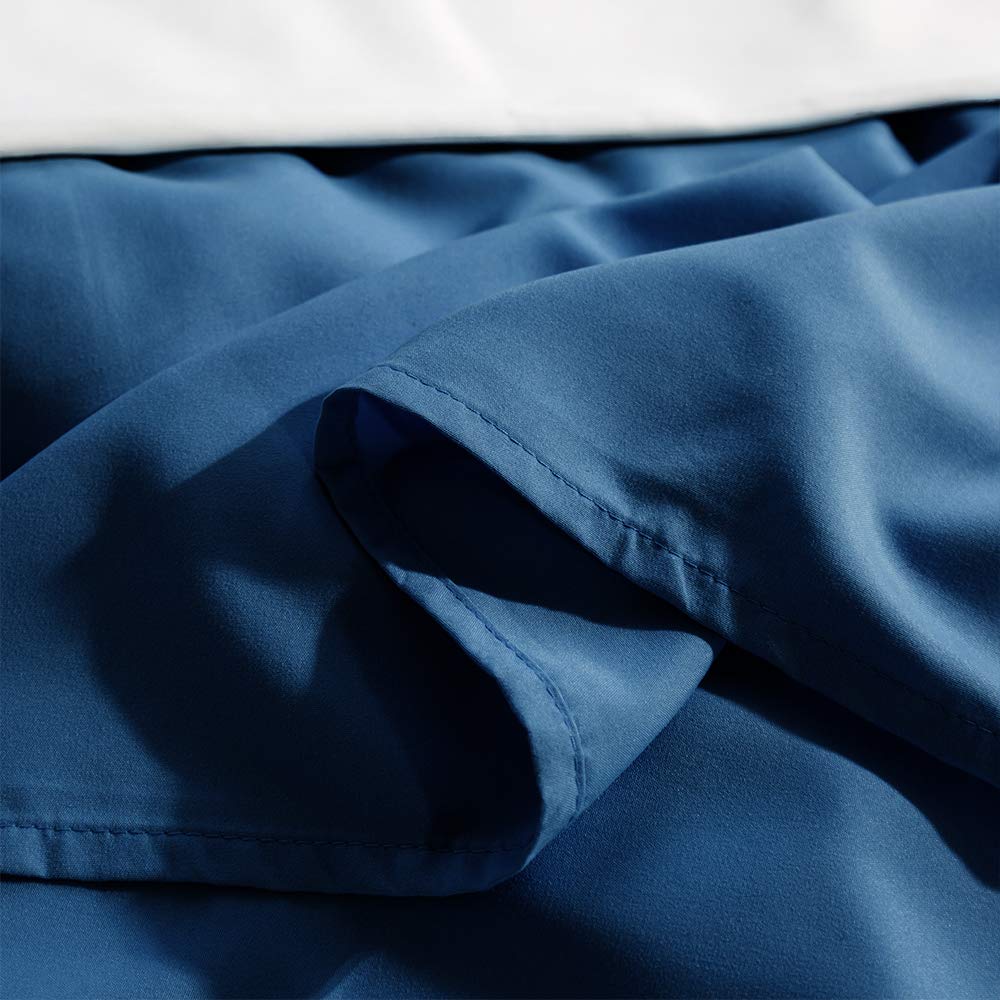 6PC Bed Sheets Set - Brushed Microfiber 1800 Thread Count Percale - 16" Deep Pocket (King, Navy Blue)