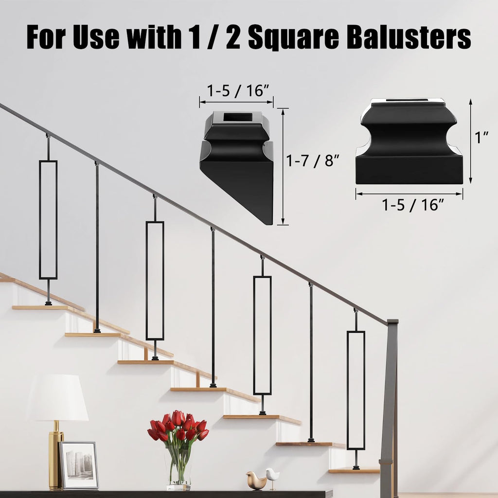 Deck Balusters, 10 Pack Wrought Iron Balusters, 1/2" Deck Railing Stair Metal Deck Spindles, Staircase Baluster W/ 20