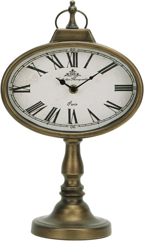 NIKKY HOME Antique Mantel Clock, Gold Retro Desk Clock Silent-Non-Ticking Battery Operated Decorative Desk Table Clock