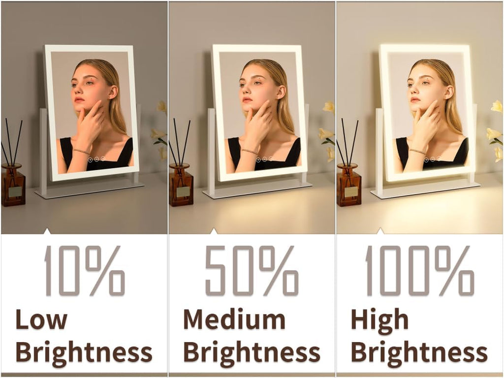 Lighted Vanity Mirror with Lights, Makeup Mirror with Light, 16.7"x 13.2",Three Color Lighting Modes and Dimmable