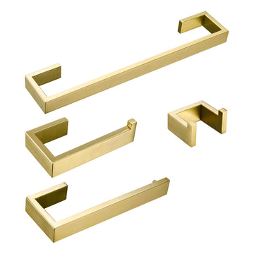 Brushed Gold Towel Bar, Bath Towel Holder 304 Stainless Steel, Towel Racks, Square Bathroom Accessories Set Towel