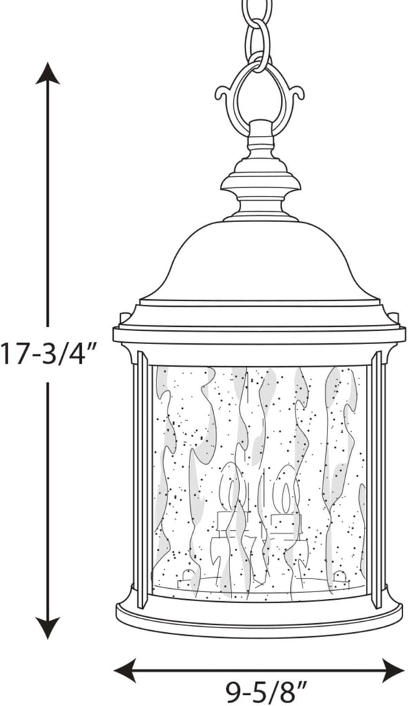 Ashmore Collection 3-Light Water Seeded Glass New Traditional Outdoor Hanging Lantern Light Antique Bronze