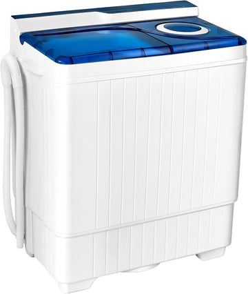 Washing Machine Semi-automatic, Twin Tub Washer with Spin Dryer, 26lbs Capacity, Built-in Drain Pump, Portable Laundry
