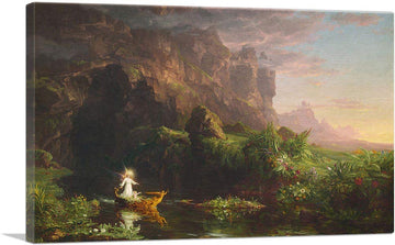 The Voyage Of Life Childhood 1842 Canvas Art Print Stretched Framed Painting Picture Poster Giclee Wall Decor by