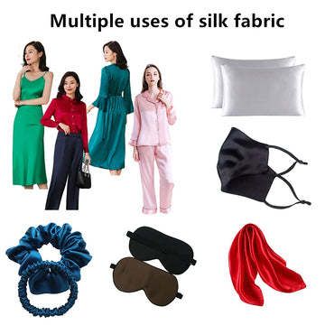 100% Pure Mulberry Silk Fabric 19mm 110" Wide Width Charmeuse Stain Silk for Bedding Wedding DIY Sold by Yard or by