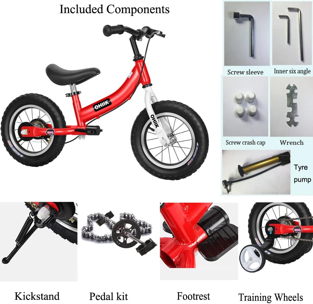 Balance Bike 2 in 1 for Kids 2 3 4 5 6 7 Years Old,Balance to Pedals Bike,12 14 16 inch Kids Bike,with Pedal