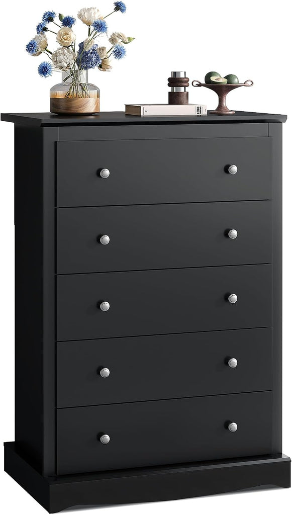 5 Drawer Dresser, 45" Tall Dresser with Exclusive Anti-Tip Structure, Modern Chest of Drawers with Large Capacity