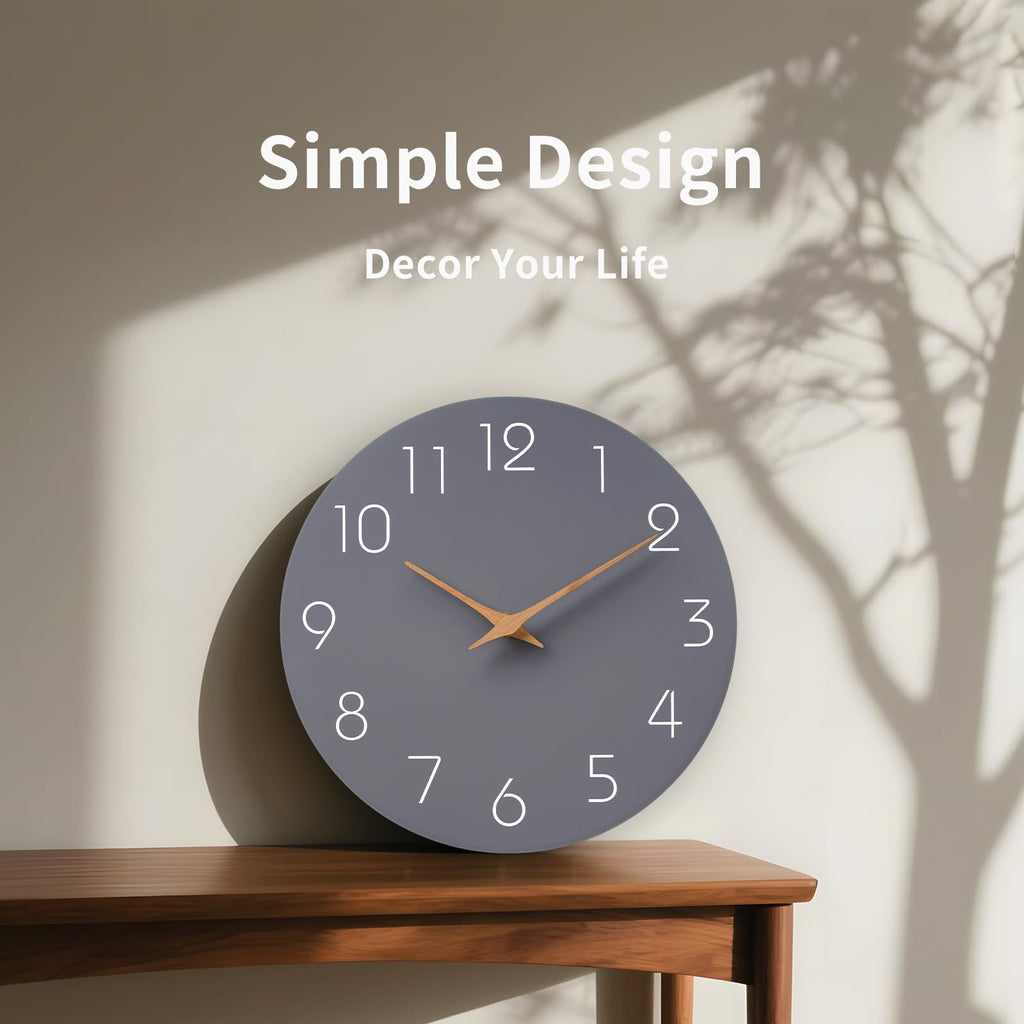 Wall Clock 14" Battery Operated Silent Non-Ticking Simple Modern