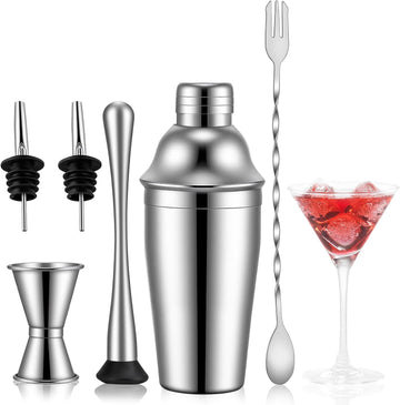 26oz Professional Cocktail Shaker Set with Built-in Strainer,Martini and Margarita Shaker Bar, Boston - Set of 6