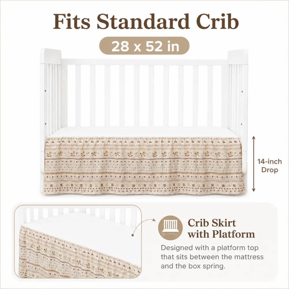 Crib Skirt Dust Ruffle, Microfiber Crib Bed Skirt
