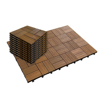 Interlocking Deck Tiles, 10 Pcs 12" x 12" WPC Patio Flooring, Co-Extruded Wood-Look Outdoor Floor Tiles for
