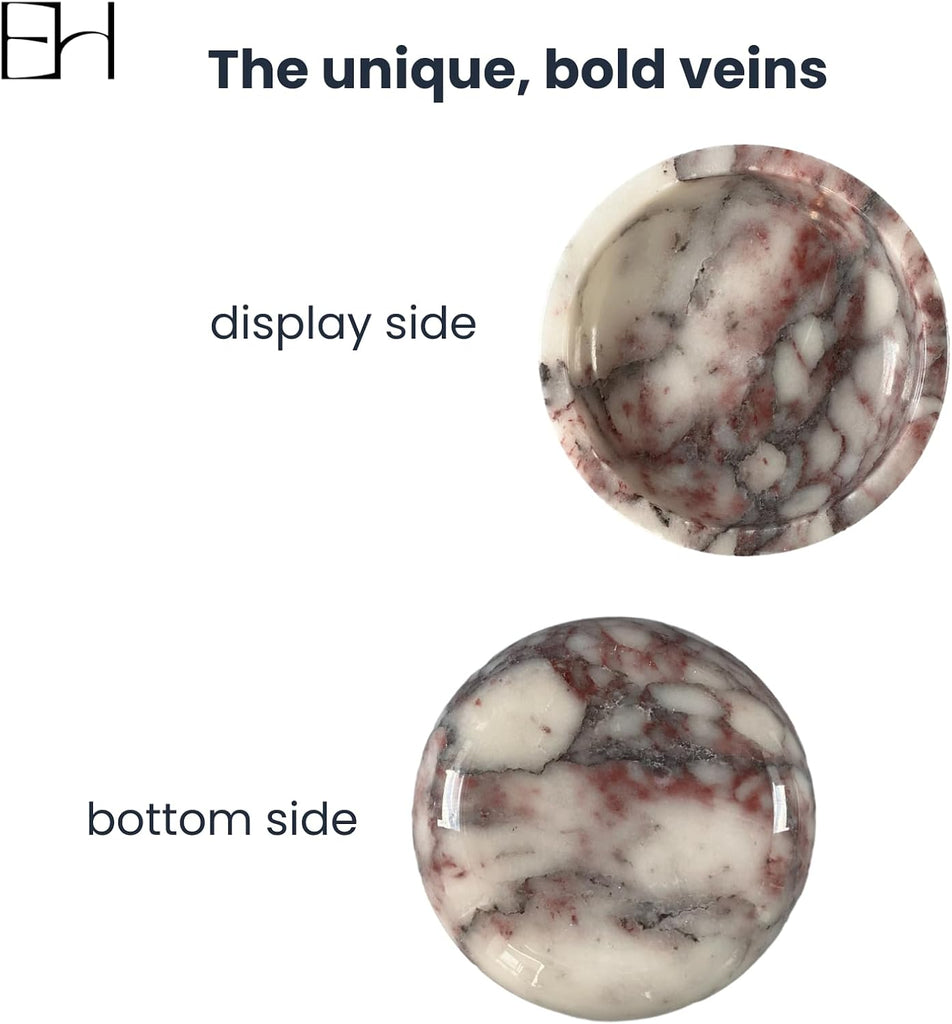 Marble Jewelry Dish 5.5 INCH | Calacatta Viola Small Marble Bowl, Decorative Marble Trinket Tray for & Keys, Holder