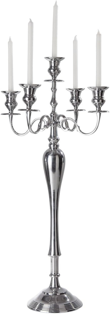 39" Tall Aluminum Candelabra Candle Holder for 5 Taper Candles - Elegant Centerpiece for Dining Room, Living Room
