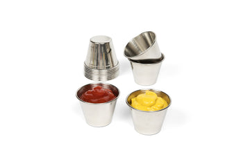 Small Sauce Cups, Stainless Steel Ramekin Dipping Sauce Cup, Commercial Grade Individual Round Condiment cups (12 of