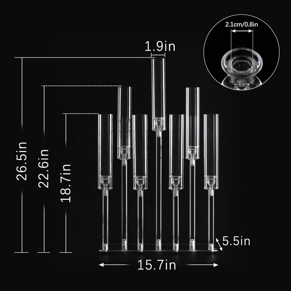 Acrylic Candle Holder Candlestick Holders, Candelabra 7 Arms, 26.5 Inch Tall