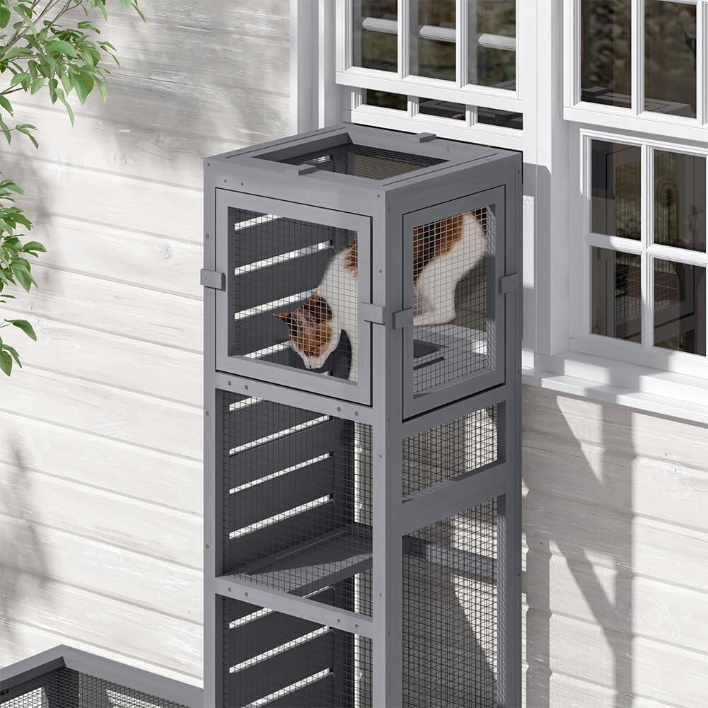 Weatherproof Modular Wooden Cat Tunnel Extendable Outdoor Cat Run