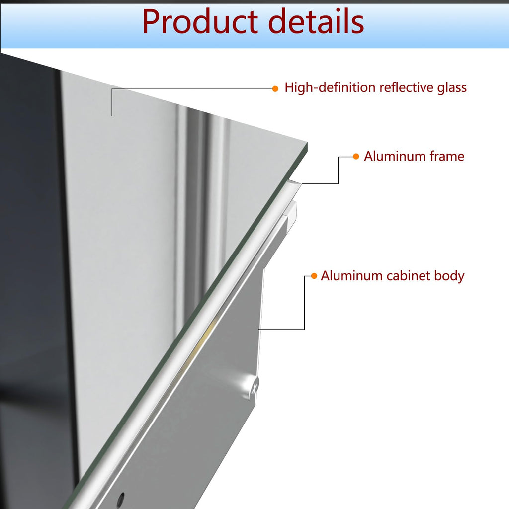 Medicine Cabinet with 26x30 inch Mirror, Mirror Cabinet with Assembly Needed, Aluminum Surface Mount or Recessed Wall