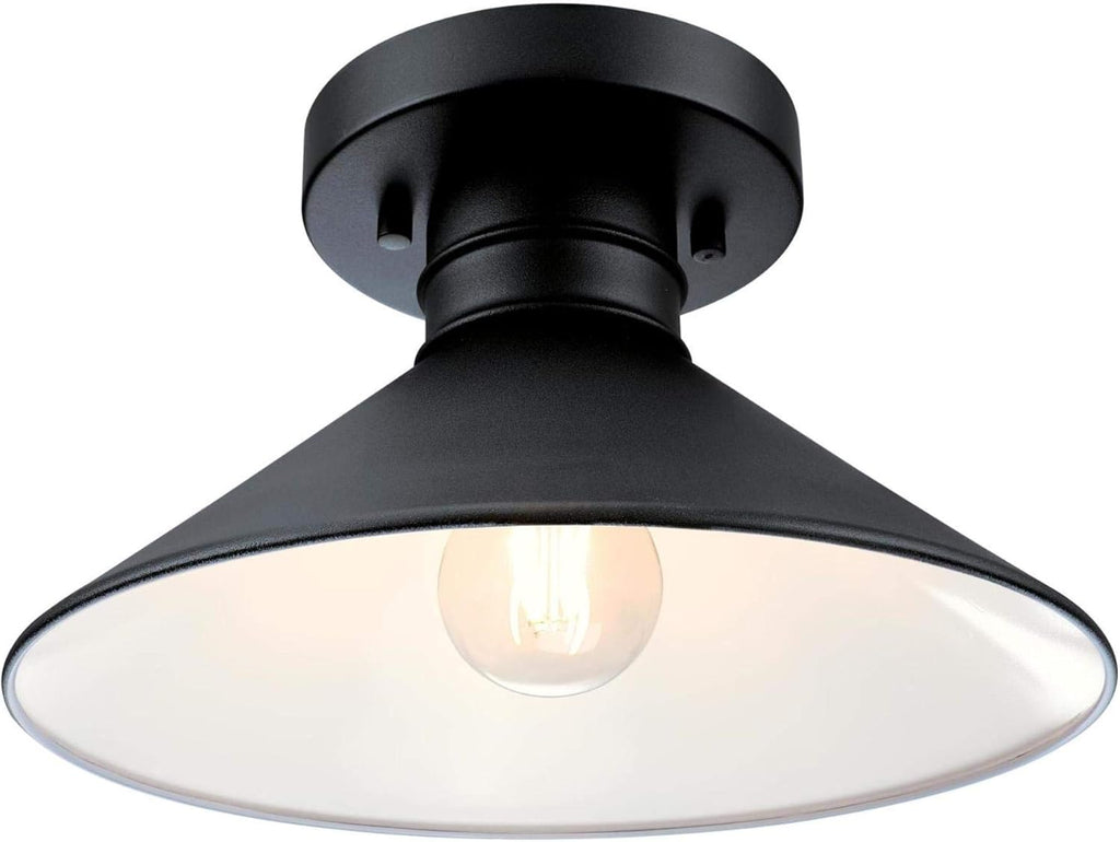 Watts Creek 11 Inch Rustic/Arts & Crafts One-Light Outdoor Semi Flush Mount Ceiling Light, Dark Sky Friendly