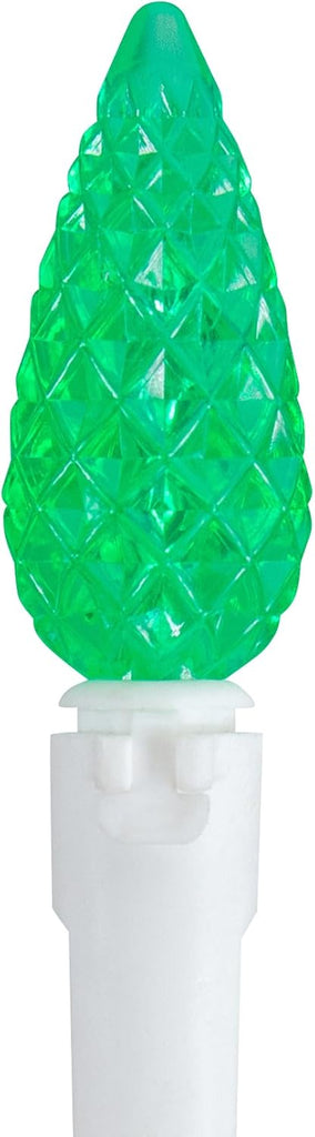 LED C6 Faceted Christmas Lights - Green - 22.5' White Wire - 70ct