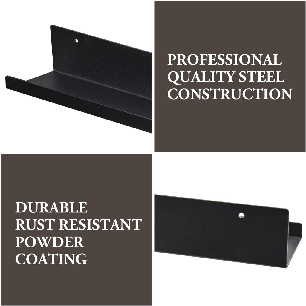 48 Inch Floating Picture Ledge Shelf, Black Metal Wall Mount
