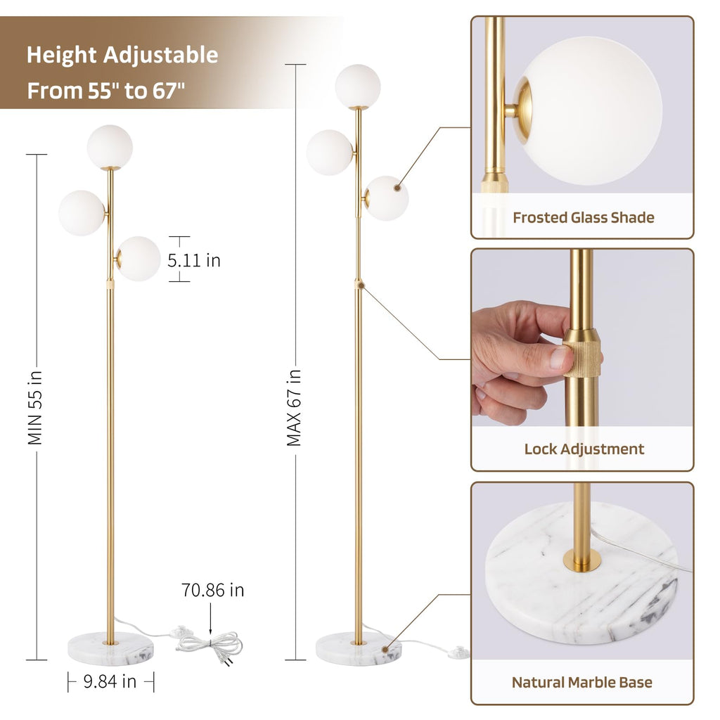 3-Globe Mid Century Modern Floor Lamps