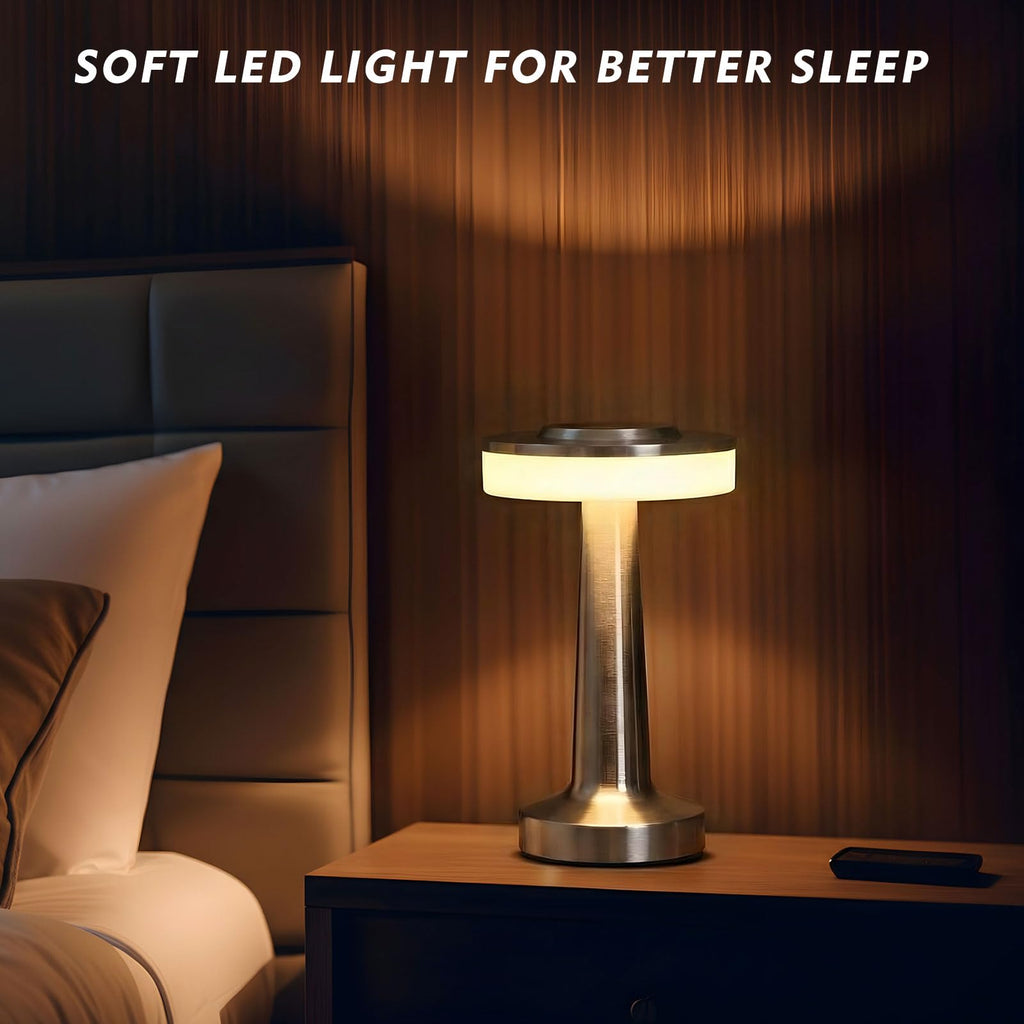 2 Pcs LED Cordless Table Lamp Bulk Rechargeable,Silver