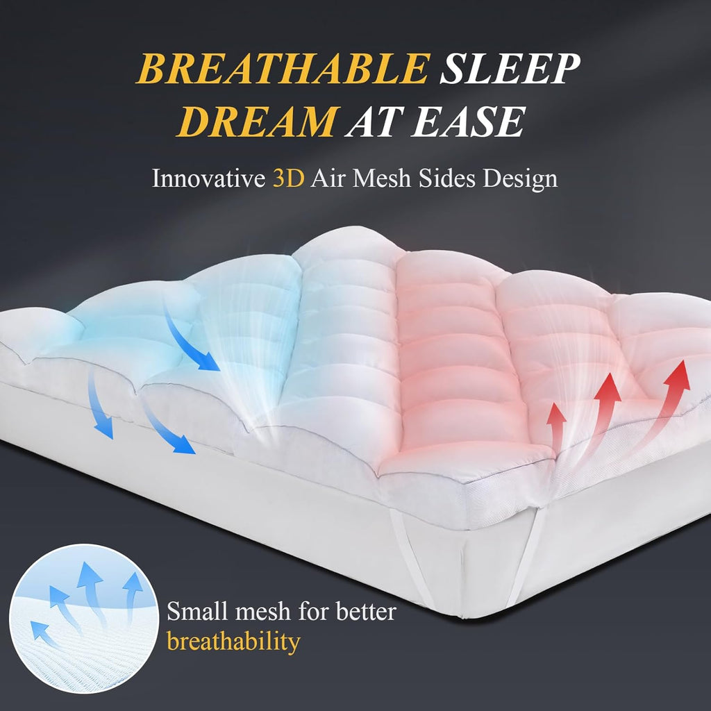 3 Inch Full Mattress Topper, Ultra Thick and Fluffy Supportive Memory Foam Mattress Topper for Body Pain, Mattress
