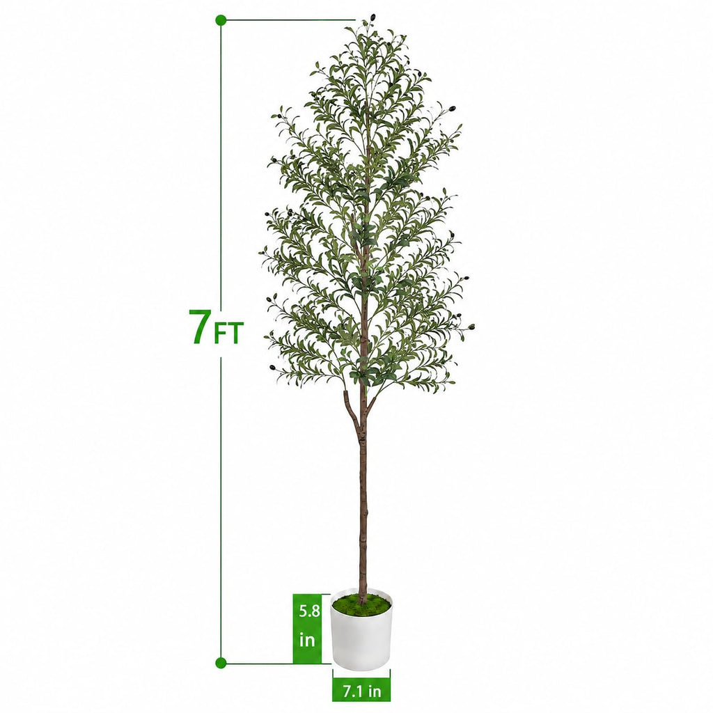 Olive Tree Olive Trees Artificial Indoor 7FT Faux Olive Tree with Pot, Artificial Olive Trees Plant with Realistic