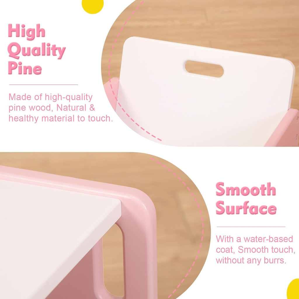 Height Adjustable Toddler Table and Chair Set for Age 1-3, Quality Solid Wood Montessori Table and Chairs, Weaning