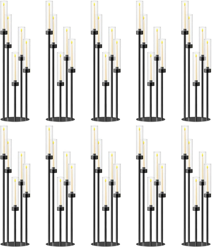 35inch 10pcs Black Candelabra Centerpieces for Tables 5 Arms Wedding centerpieces for Decorations