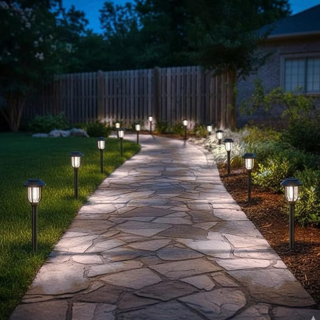 Solar Lights Outdoor 8 Pack, Cool White Solar Pathway Lights, Auto On/Off,Waterproof Solar Powered LED Landscape
