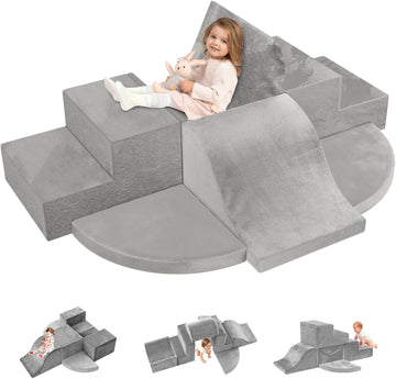 Piece Toddler Climbing Toys Indoor,Baby Climbing Blocks(Gray)