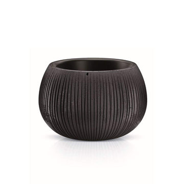 Concrete Bowl Flower Pot Plant Pot Concrete Design 2 in 1 Including Plant Pot Plastic Round (290 mm, Black Concrete)
