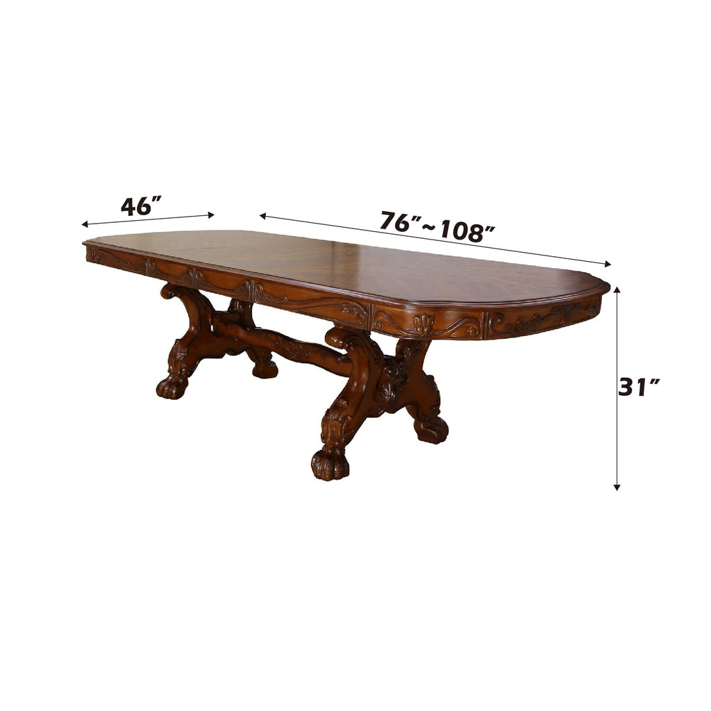 Traditional Kitchen Furniture Set 9pc Formal Dining Table Set Include 1 Extendable Pedestal Table and 8 Upholstered