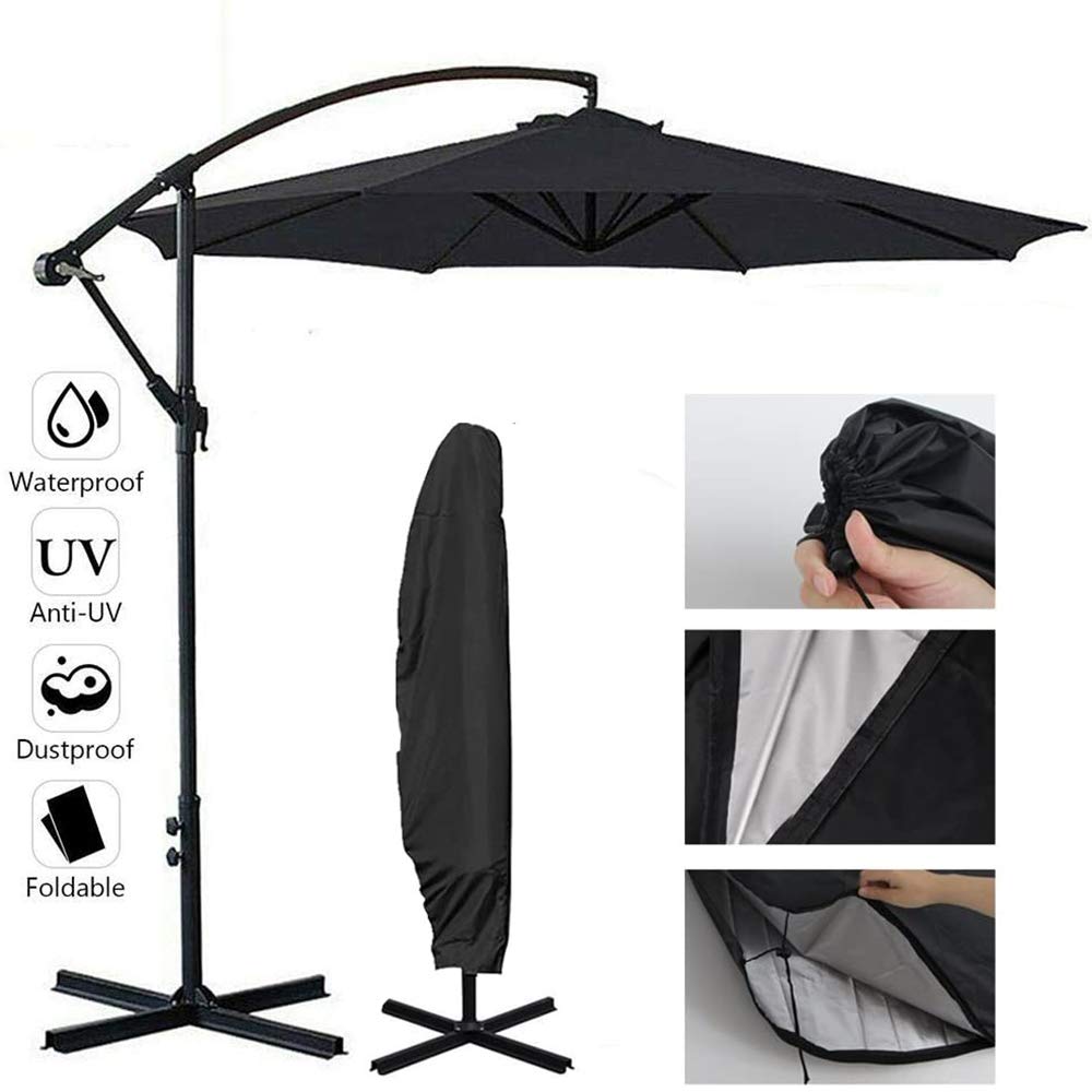 Patio Parasol Cover with Zipper Waterproof 210D Garden UV Resistant Cantilever Parasol for Outdoor Garden Beach