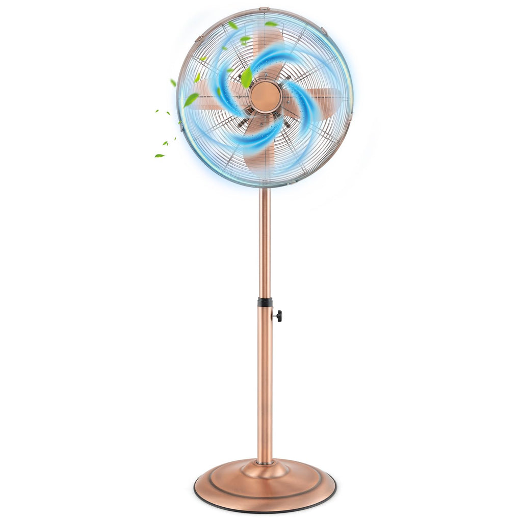 16-Inch Metal Pedestal Fan, Industrial Metal Standing Fan with Adjustable Height, 3 Speeds, 75° Oscillation & 20°