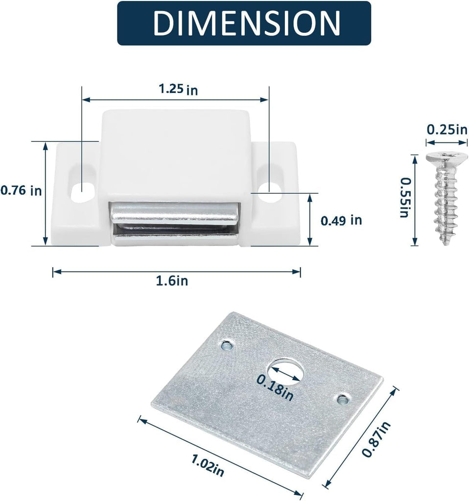 12 PCS Magnetic Door Catch,Single Magnetic Catch White-15lb High Magnetic Shutter Hardware Closures Cabinet Door with